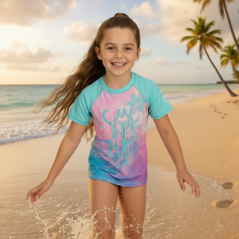 Traje de Baño Niña Polera UV50 M/Corta H2O Wear Calipso