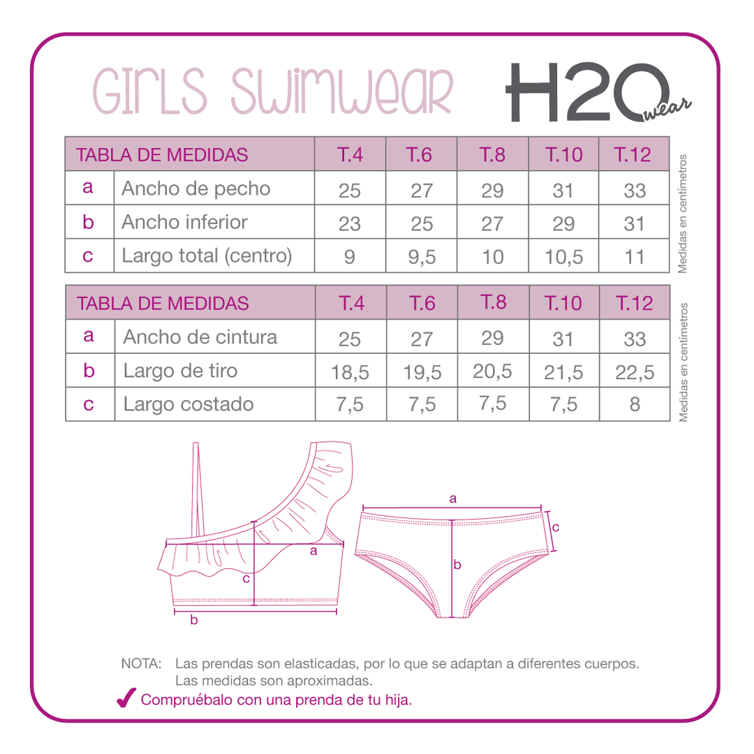 Traje de Baño Niña Bikini 1 Hombro UV50 H2O Wear Lila