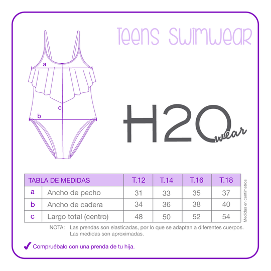 Traje de Baño Niña  Teens UV50  H2O Wear Fucsia