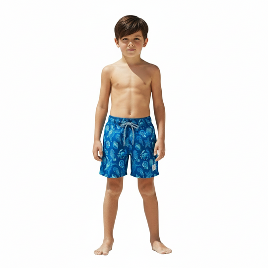 Traje de Baño Niño Short Estampado H2O Wear Azul Marino