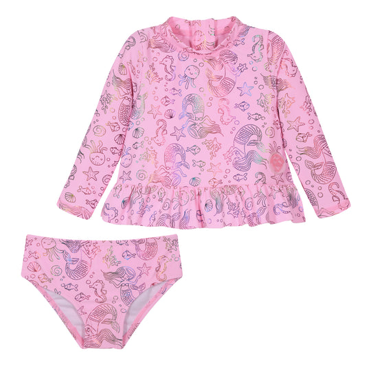 Traje de Baño Bebe Niña Set UV50 M/Larga H2O Wear Rosado