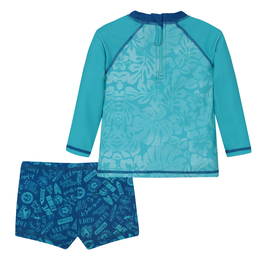 Traje de Baño Bebe Niño Set UV50 M/Larga Hot Pants H2O wear