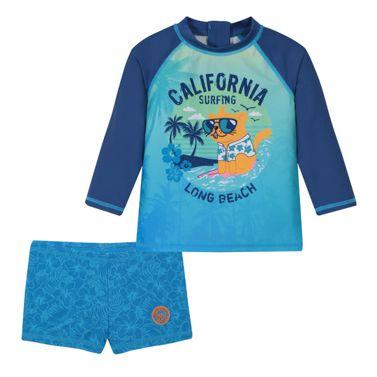 Traje de Baño Bebe Niño Set UV50 M/Larga  Hot Pants H2O wear