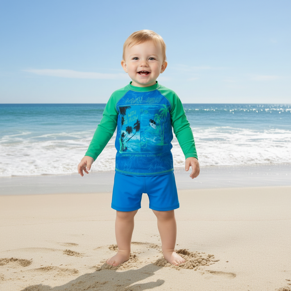 Traje de Baño Bebe Niño Polera UV50 M/Larga H2O Wear Verde