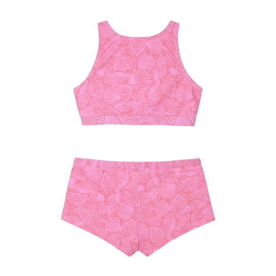 Traje de Baño NiñaTeens Tankini UV50 Crop Top H2O Wear Rosa