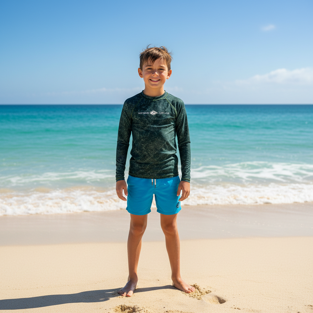 Traje de Baño Niño Polera UV50  M/Larga  H2O Wear Verde