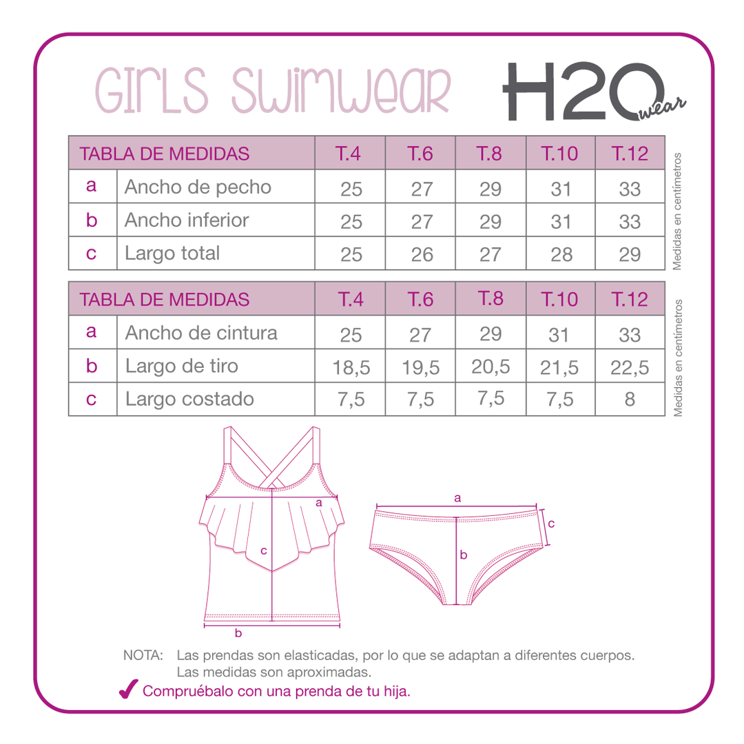 Traje de Baño Niña Tankini UV50 H2O Wear Rosado