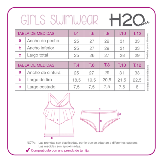 Traje de Baño Niña Tankini UV50 H2O Wear Rosado