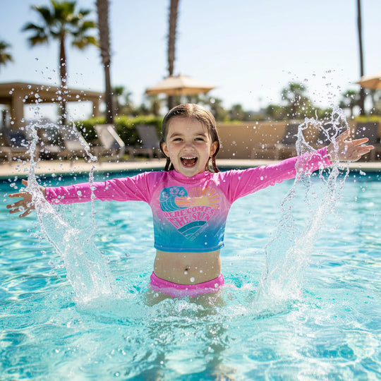 Traje de Baño Niña Tankini Crop Top UV50 H2O Wear Fucsia