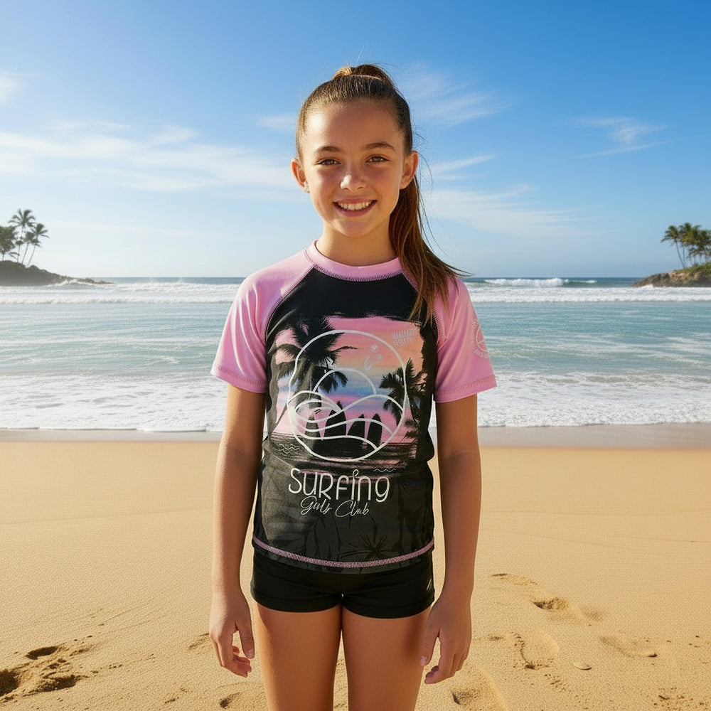 Niña Polera UV50 M/Corta H2O Wear Fucsia