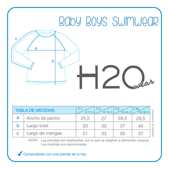 Traje de Baño Bebe Niño Polera UV50 M/Larga H2O Wear Verde