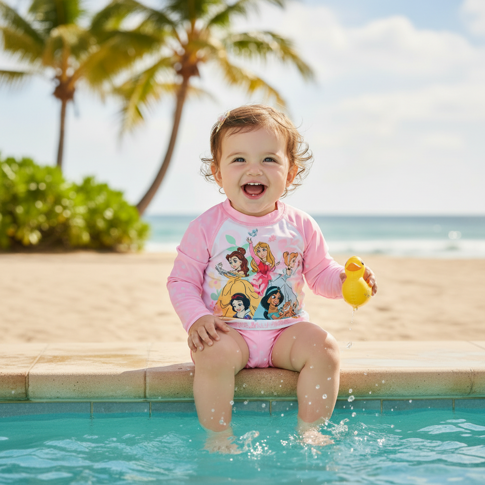 Traje de Baño Bebe Niña Set UV50 M/Larga Disney Princesas