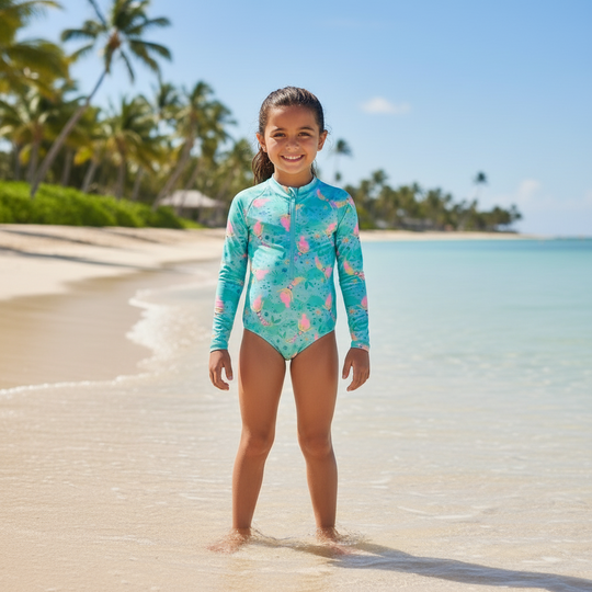 Traje de Baño Niña M/Larga UV50 H2O Wear Turquesa