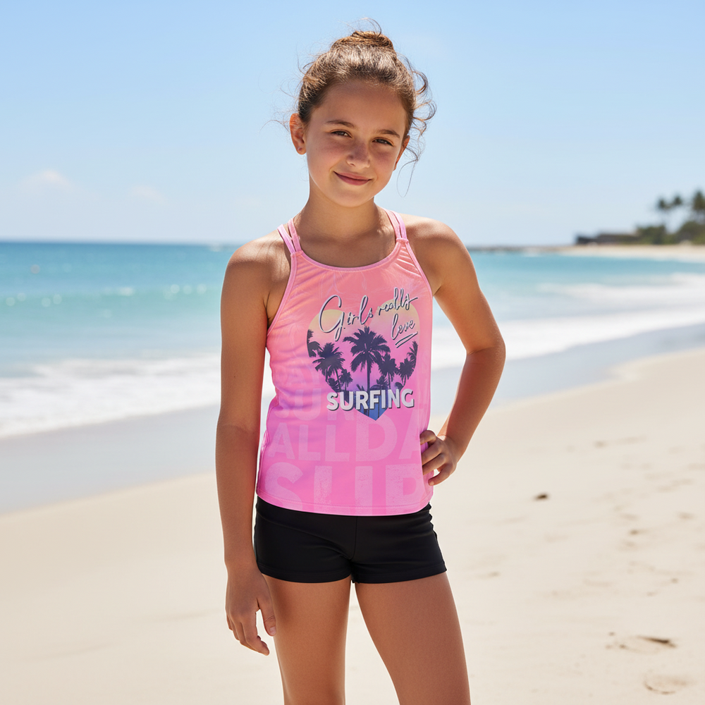 Traje de Baño Niña Teens Tankini UV50 Hot Pant H2O Wear Rosa