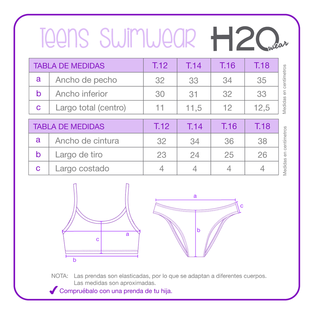 Traje de Baño Niña Teens   Bikini  UV50  H2O Wear Azul