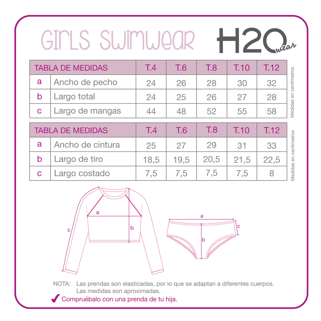 Traje de Baño Niña Tankini Crop Top UV50 H2O Wear Rosado