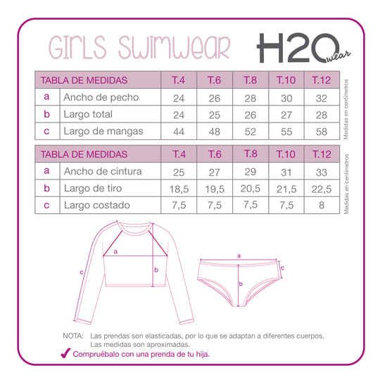 Traje de Baño Niña Tankini Crop Top UV50 H2O Wear Rosado