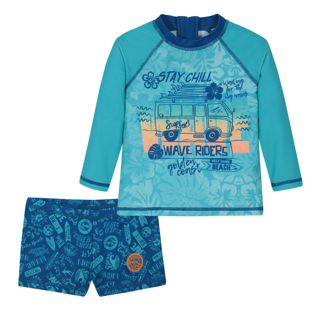 Traje de Baño Bebe Niño Set UV50 M/Larga Hot Pants H2O wear