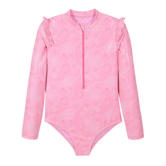 Traje de Baño Niña Manga Larga UV50 H2O Wear Rosado
