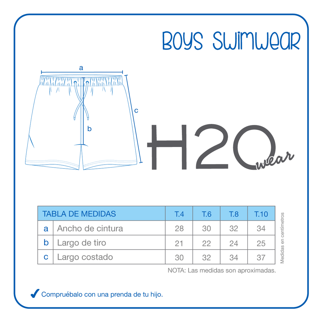 Traje de Baño Niño Short Estampado H2O Wear Azulino