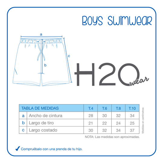 Traje de Baño Niño Short Estampado H2O Wear Azulino