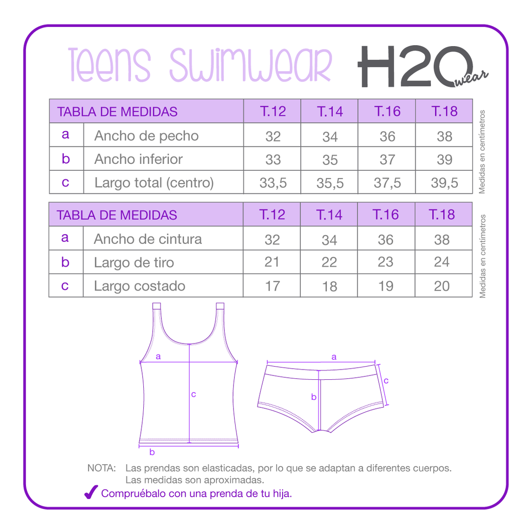 Traje de Baño Niña Teens Tankini UV50 H2O Wear Negro