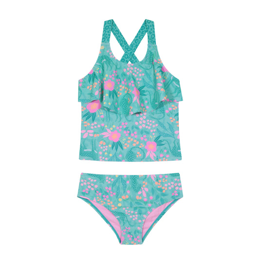 Traje de Baño Niña Tankini Vuelo UV50 H2O Wear Turquesa