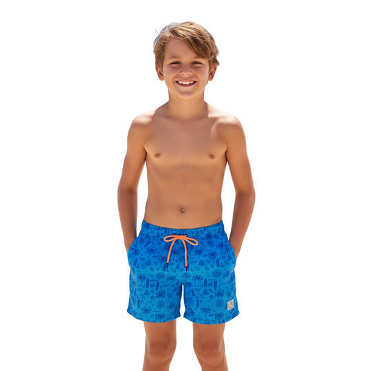 Traje de Baño Niño Short Estampado H2O Wear Azulino