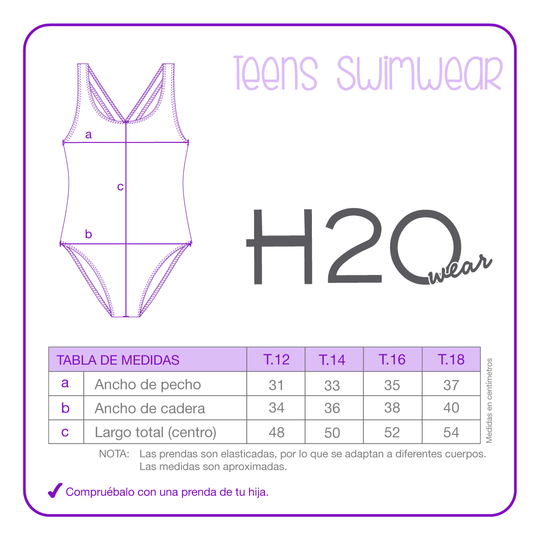 Traje de de Baño Niña Teens UV50 H2O Wear Fucsia