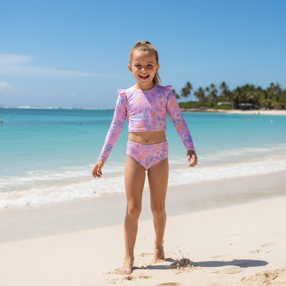 Traje de Baño Niña Tankini Crop Top UV50 H2O Wear Rosado