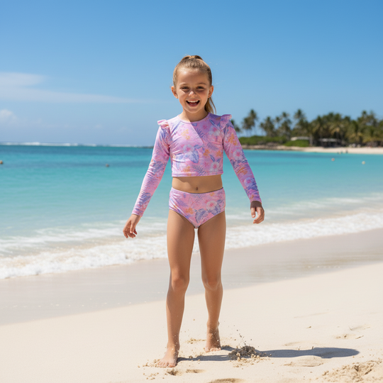 Traje de Baño Niña Tankini Crop Top UV50 H2O Wear Rosado