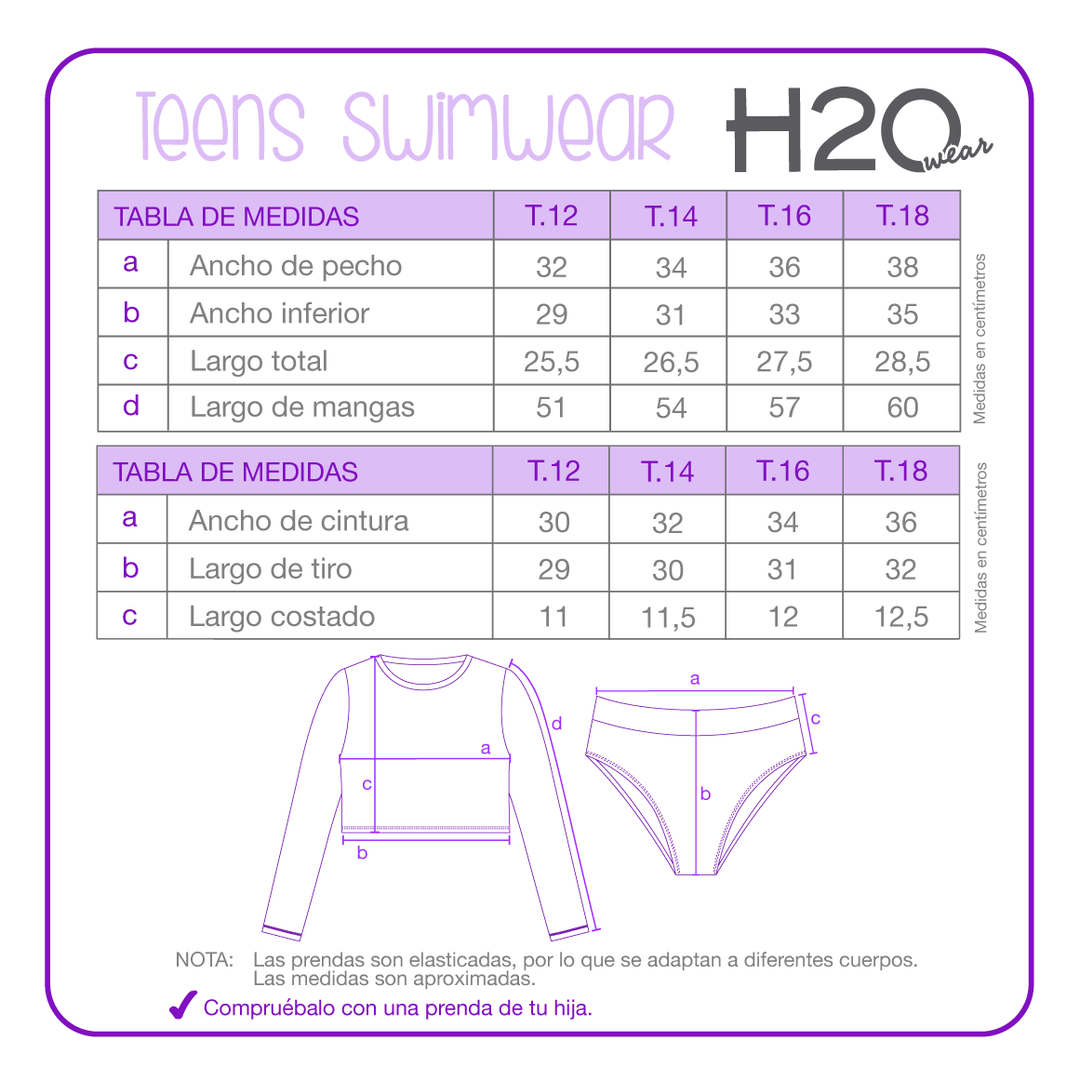 Traje de Baño Niña  Teens Tankini UV50 Crop Top  H2O Wear