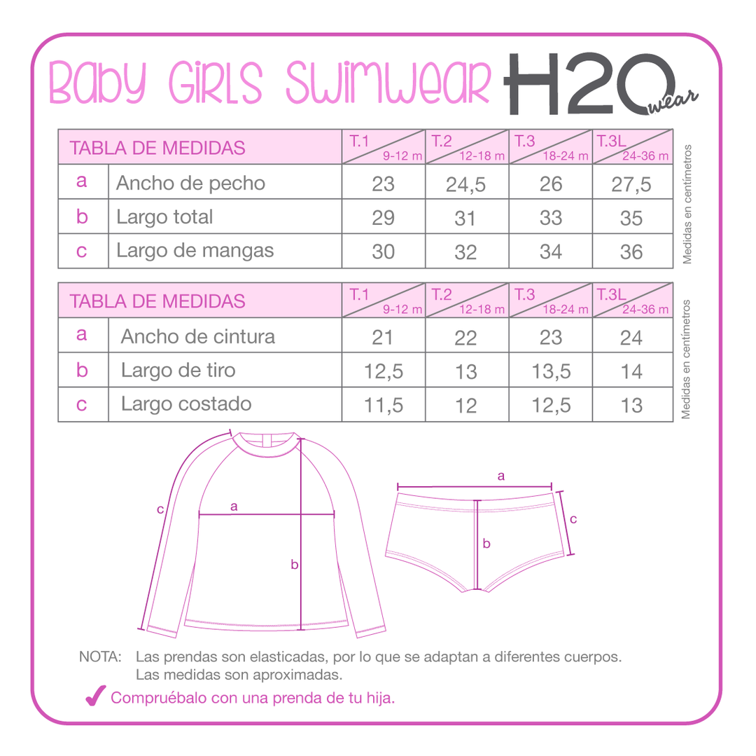 Traje de Baño Bebe Niña Set UV50 M/Larga Disney Princesas