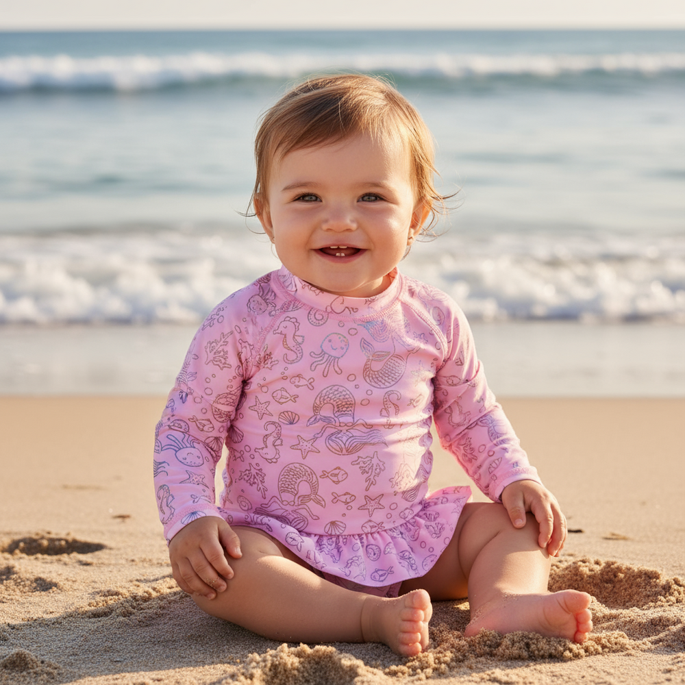 Traje de baño Bebe Niña V50 M/Larga Vuelo Cintura H2O Wear