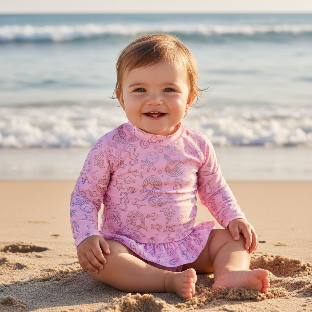 Traje de baño Bebe Niña V50 M/Larga Vuelo Cintura H2O Wear