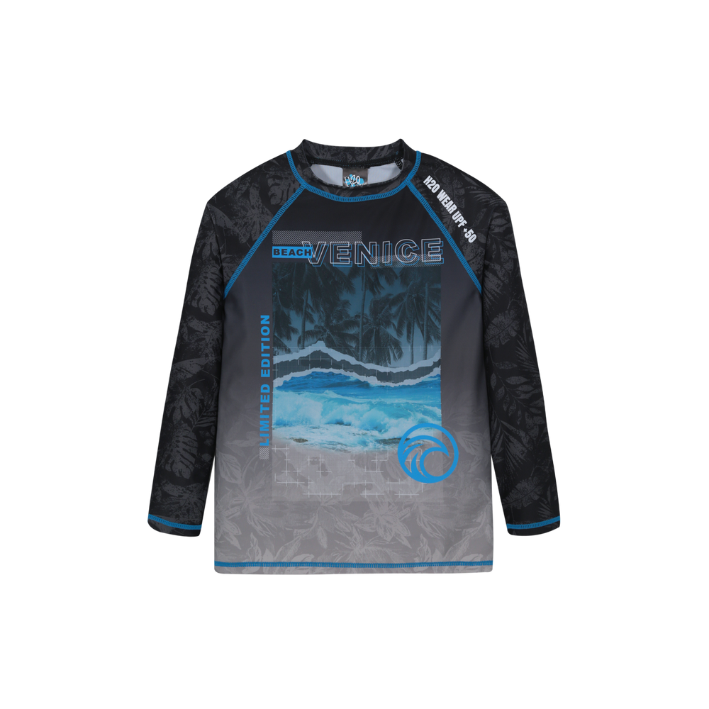 Traje de Baño Niño Polera UV50 M/Larga  H2O Wear Negro