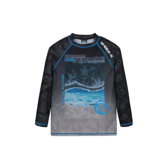 Traje de Baño Niño Polera UV50 M/Larga  H2O Wear Negro