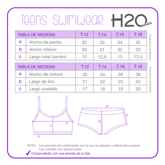 Traje de Baño Niña Teens Bikini UV50 Hot Pant H2O Wear