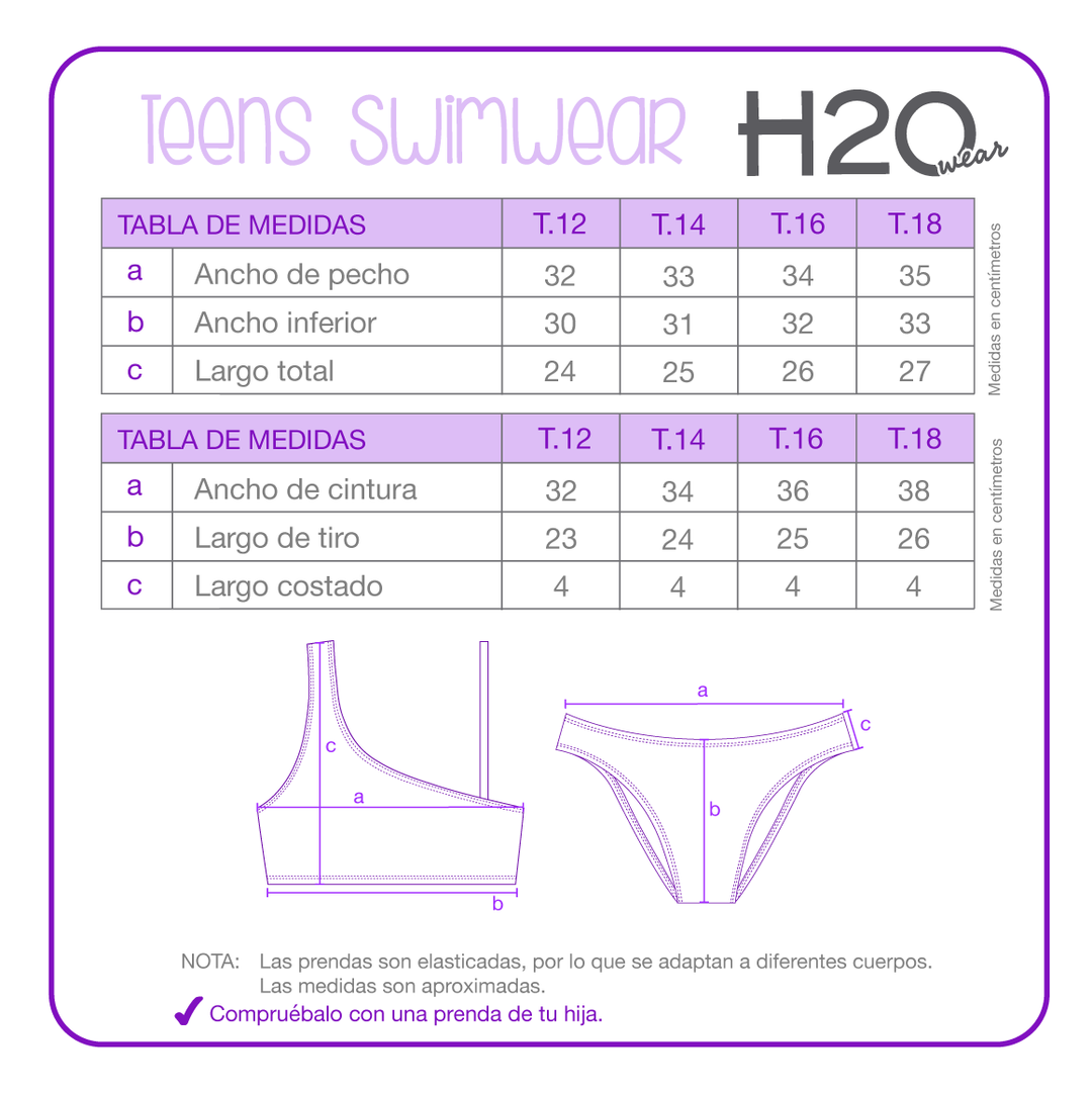 Traje de Baño Niña Teens Bikini UV50 H2O Wear Fucsia