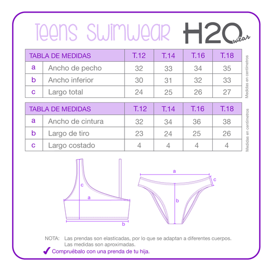 Traje de Baño Niña Teens Bikini UV50 H2O Wear Fucsia