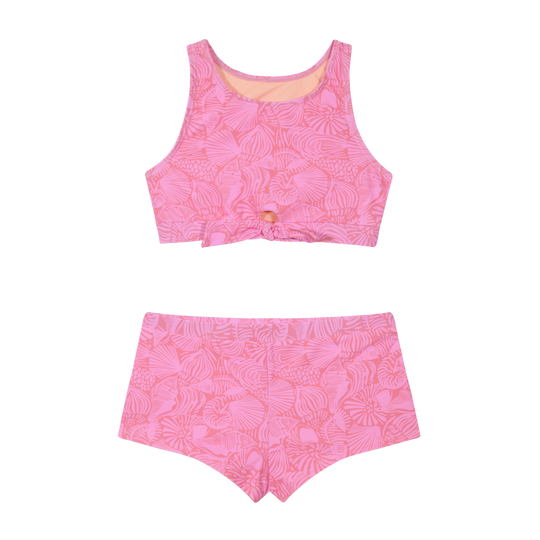 Traje de Baño NiñaTeens Tankini UV50 Crop Top H2O Wear Rosa