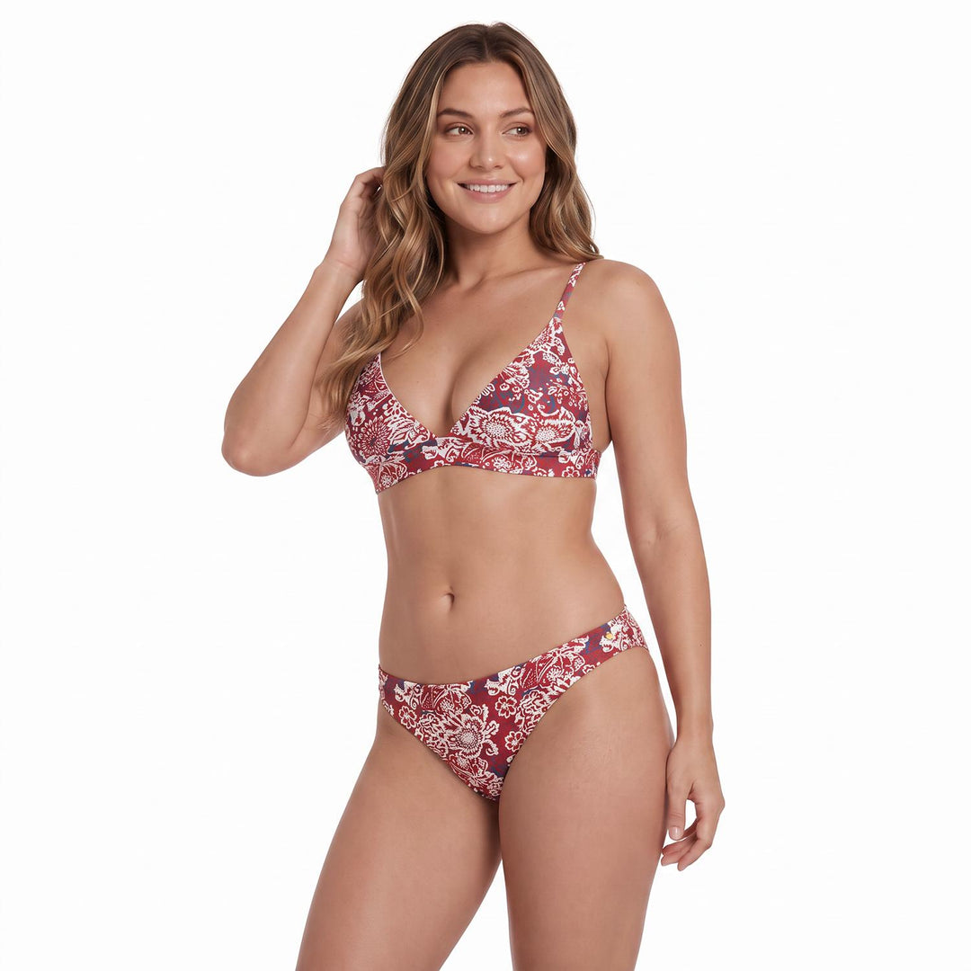 Traje de Baño Bikini Mujer H2O Wear Banda Flores Rojo