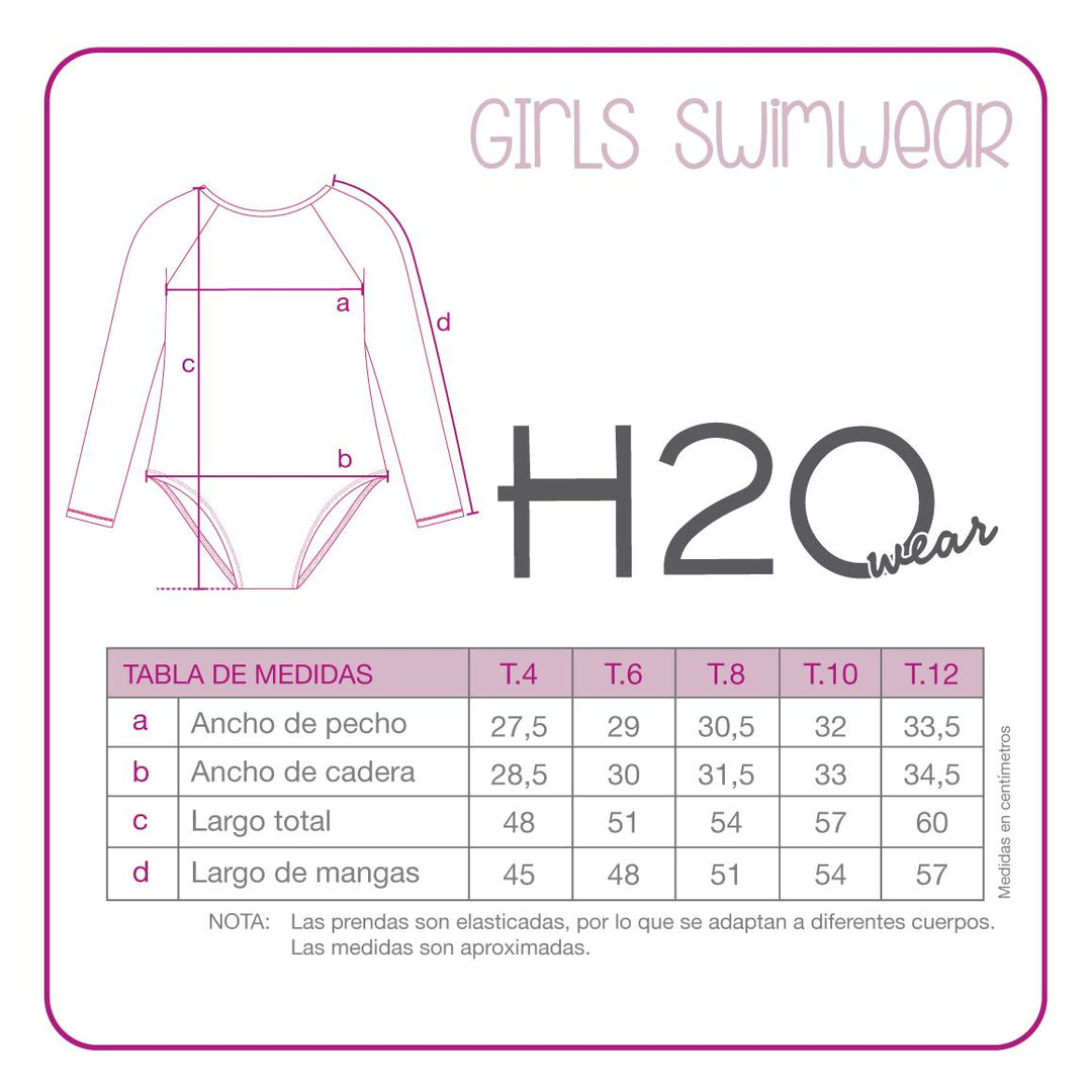 Traje de Baño UV50 Niña Amarra M.Larga | H2O WEAR