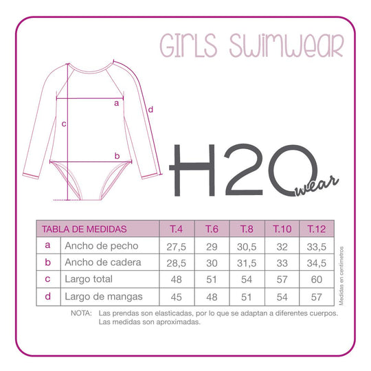 Traje de Baño UV50 Niña Amarra M.Larga | H2O WEAR