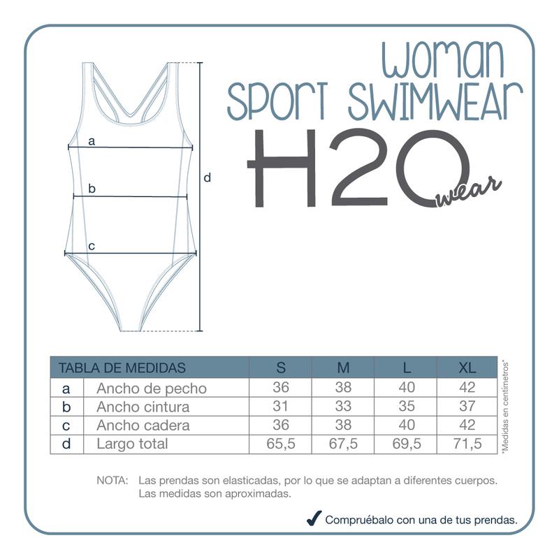 Traje de Baño Mujer Deportivo Franjas H2O Wear Negro