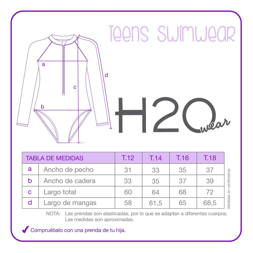 Traje de Baño UV50 Teens Niña Cierre y M.Larga | H2O WEAR