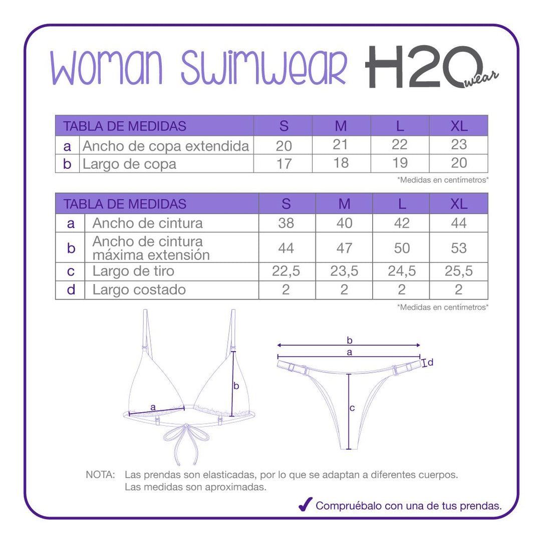 Traje de Baño Mujer Bikini Mix and Match Violeta H2O Wear Negro