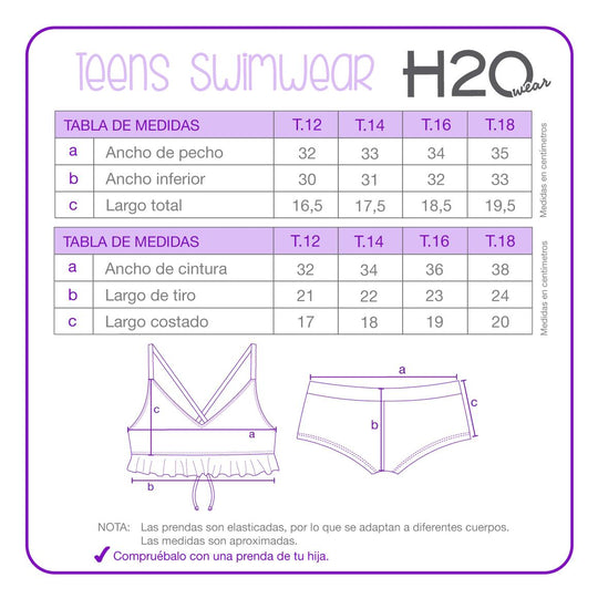 Bikini UV50 Teens Niña Vuelos Y Amarras | H2O WEAR
