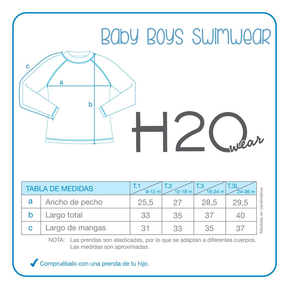 Pack 2 Polera UV Bebé Niño M.Larga | H2O WEAR