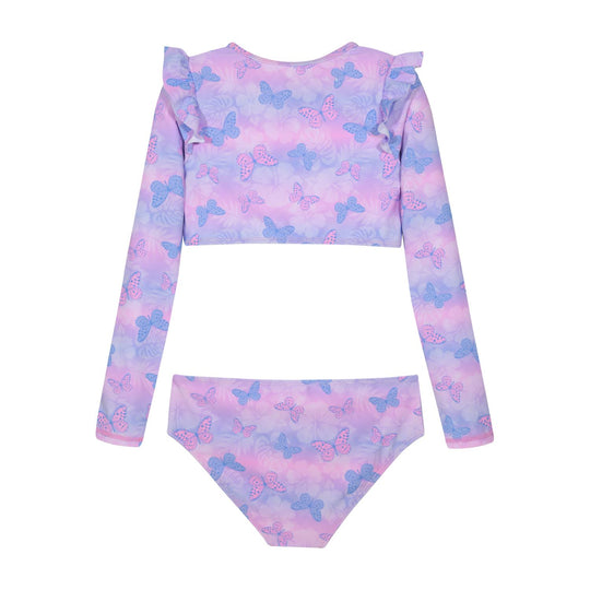 Niña Tankini Crop Top Vuelos Hombros H2owear
